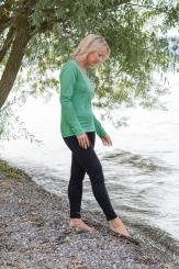 Damen Shirt Basic Langarm S | schwarz