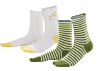 Damen-Socke im Doppelpack 39-42 | grün/weiß/gelb