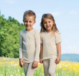 Kinder-Unterhemd mit kurzem Arm 116 | natur