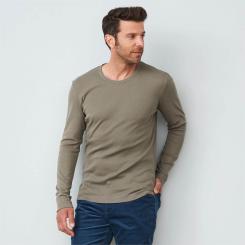 Herren Langarm-Shirt L | grau melange
