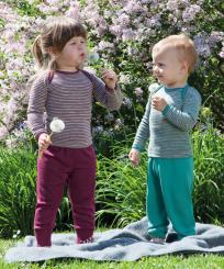 Schlupfhemd Langarm 74/80 | hellgrau/eisvogel geringelt