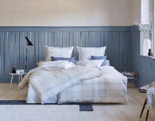 Satin-Bettwäsche "Aquarell Karo" 