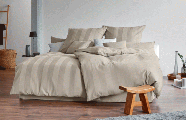 Satin-Bettwäsche "Blockstreifen" 40/80 - 135/200cm | atlantik