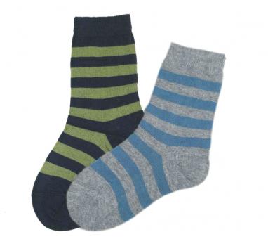 Kinder-Socke 7/8 | marine/grün geringelt | ja